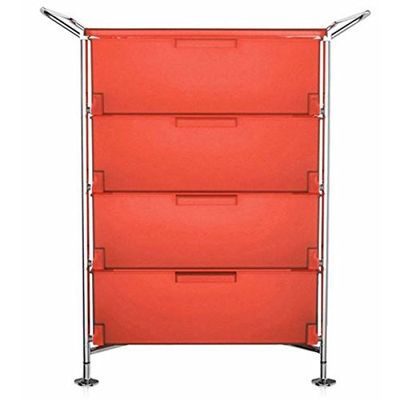 Kartell 2320L4 Container Mobil, 4 lådor, mörkorange