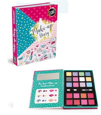 Clementoni - 18588 - Crazy Chic - Make-up Diary - Coffret de Maquillage pour Filles, 6 Ans et Plus