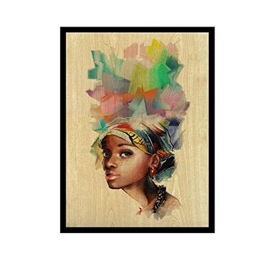 HOMEMANIA Quadro Framed - Ritratto - per Soggiorno, Camera - Multicolore in MDF, Poliestere, 60 x 2,5 x 90 cm