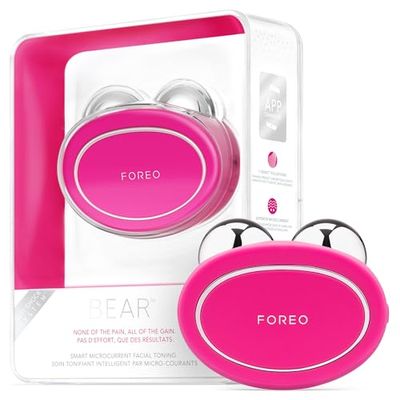 FOREO BEAR Masajeador facial eléctrico de microcorrientes - Define el contorno de la mandíbula - Lifting facial no invasivo - Anti arrugas - Seguro e indoloro - Fuchsia