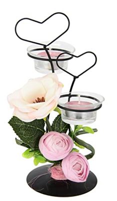 Portacandela decorativo in metallo con inserto in vetro, a forma di cuore, decorazione da tavolo, per Pasqua, festa della mamma, San Valentino, matrimonio, decorazione per matrimonio