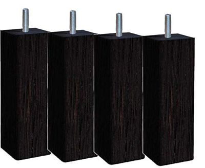 MARGOT 3700527825656 Douceur Scandinave Carré Lot de 4 Pieds de lit Bois Wengé Hauteur 20 cm
