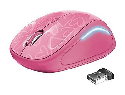 Trust Yvi FX Mouse Wireless con Illuminazione LED, Rosa