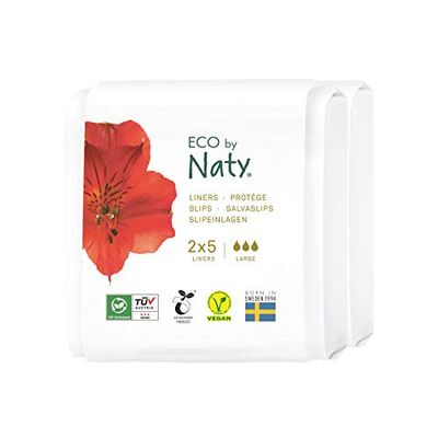 Eco by Naty Proteggi Slip per donna LUNGO – Proteggi slip per l'uso quotidiano, sottili Proteggi slip discrete da donna ecologici con cotone biologico per mantenere la freschezza (2 x 5, 10 unità)