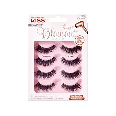KISS Blowout Lash Collection 4 Pairs Fake Eyelashes Pompadour Reusable False Eyelashes Including Eyelash Glue Multipack