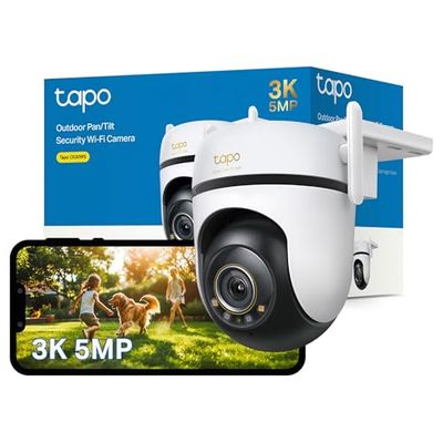 Tapo C530WS Pan/Tilt Outdoor Security Camera, 3K 5MP WiFi Outdoor Camera, 360° Vision Motion Tracking, No Monthly Fee, AI Detection, Starlight Colour Night Vision, IP66, Works with Alexa & Google