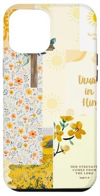 Croix chrétienne esthétique jaune fleur foi Coque pour iPhone 12 Pro Max