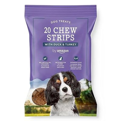 by Amazon - Snack per cani, 20 strisce con anatra e tacchino, 200 g