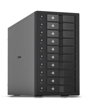 FANTEC 10x USB3.2 Gen2 10G Hard Disk Docking Station for 10x SATA 3.5/2.5 Inch SSDs and HDDs. Transfer Rates up to 10Gbit/Sec, no Tools Required, 2X USB Cable. Metal housing Black
