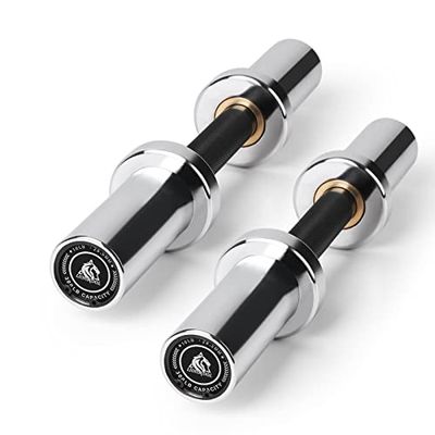 LIONSCOOL Coppia di manubri da 40,6 cm/50,8 cm, di qualità commerciale, resistenti manubri olimpici per allenamento della forza, con 4 morsetti (argento cromato, 40,6 cm)
