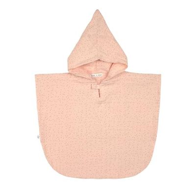Lässig Poncho de Bain Enfant en Mousseline avec Capuche/Muslin Poncho Dots Peach Rose