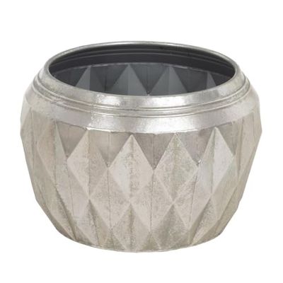 BigBuy Garden Plantenpot zilver ijzer 37,5 x 37,5 x 25,5 cm