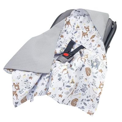 Medi Partners nid d'ange Bebe été Couverture enveloppante Bébé Siege Auto 85x85cm Couvertures Bebe nid d'ange Une Douce Oeko-Tex Moelleuse pour landaus (Cerf avec Gaufre Gris)