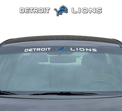 FANMATS NFL Detroit Lions Windshield Decal, Gray, Standard, 3.25" x 34"