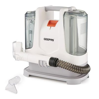 GEEPAS Portable Spot Cleaner | Stain Remover for Carpet Sofa Car Pet Beds Stairs Upholstery | Lightweight Compact Corded Dual Removable Tanks Powerful Suction 2 Cleaning Heads | 2 Year Warranty 400W