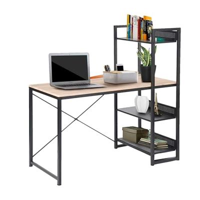 Avilia Escritorio con estantes Laterales Integrados – Escritorio Moderno con estantes Efecto Roble Natural – Escritorio con estantería fácil de Montar – Mesa para Estudio u Oficina 113 x 60 x 120 cm