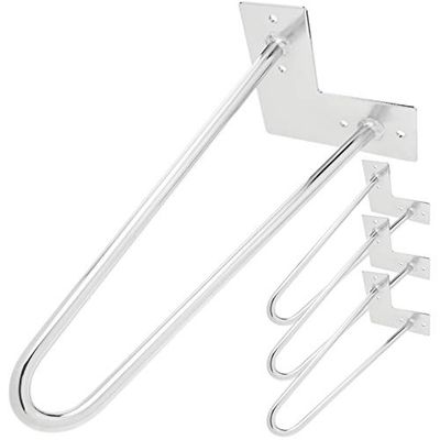 PrimeMatik IN035-VCES Piedi per Tavolo e Mobile Gambe in Cromo 2 Stecche 30 cm 4-Pack (IN035), Cromato