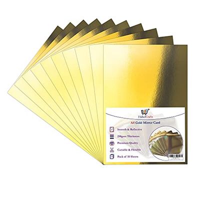 Assorted Colour Mirror Card A4 Coloured Metallic Mirror Board Thick 250gsm Card Shiny Sheets Mirror Foil Reflective Frosted Shimmer Mirror Finish (10 Assorted Colours - 30 Sheets)