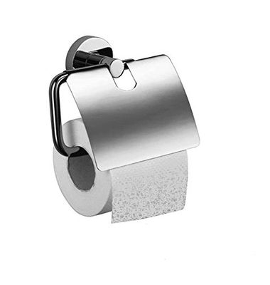 Haceka toalettrullhållare IXI med lock, rostfritt stål, silver, 15 x 15 x 9 cm