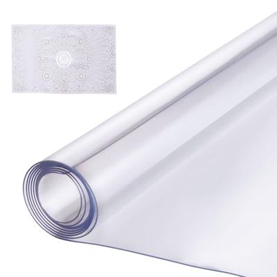 VEVOR Tovaglia in Plastica per Tavolo 76,2 x 152,2 cm, Spessore 1,5 mm, Tappetino Trasparente Rettangolare in Plastica Impermeabile Tovaglia per Tavolo da Ufficio, Tavolo da Pranzo, Comodino