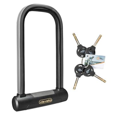 Via Velo Bike U Lock | Elite U Lock 20CrMnTi stal antykradzieżowa 17 mm szekla i sprzedawana bezpieczna homologacja diamentowa do roweru elektrycznego, elektrycznego zamka składanego i skutera