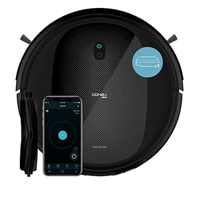 Cecotec Robot aspirateur et friandises Conga 1990 Connected T. App, 1400 Pa, Aspira, Barre, Friega Passe la serpillière, Alexa Google Home, Brosse Bestfriend Care, 6 Modes, programmable 05731 Noir