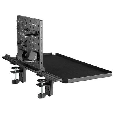 NanoRS RS174 Bureauverlenging met Plank en 60x30,9 cm Oppervlak | Uitbreidingsblad voor Bureau | Tot 20 kg Belastbaar | Met Koptelefoonhouder | Klembevestiging | Zwart