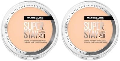 Maybelline Powder Foundation, Long-lasting 24H Wear, Medium to Full Coverage, Transfer, Water & Sweat Resistant, SuperStay 24H Hybrid Powder Foundation, 10 (Pack of 2)