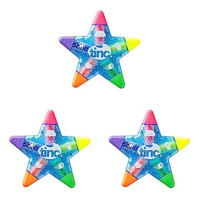 Tinc Star Shaped 5 in 1 Multi Coloured Highlighter Pen for Kids - Blue, One Size (STARHLBL) (Pack of 3)
