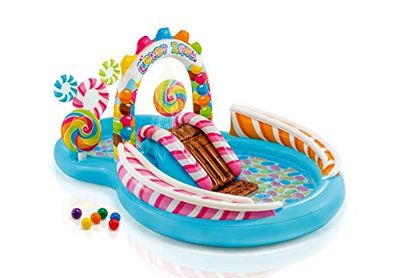 INTEX 57149NP - Centro de juegos hinchable Candy Zone 295 x 191 x 130 cm, Azul, 2 años a 10 años