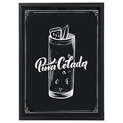 Arterby's® - Premium Poster Quadro Cornice Tela Canvas Dipinto Mood - Illustrazione Drink Cocktail Bar Pub - Made in Italy - HD Poster con Cornice Semplice Nera 40x50 cm A0018 D0013