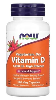 Now Foods – Vitamin D 1000 IU Vegetarian | Dry Form for Bone & Immune Health – 120 Vcaps