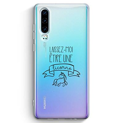 Zokko Beschermhoesje voor Huawei P30, motief: "Laat MII Etre EIN Unicorn - zacht, transparant, zwarte inkt