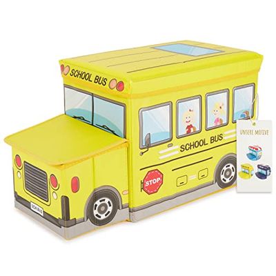 BIECO Boîte de Rangement avec Couvercle Autobus Scolaire | 65L pliable | Coffre a Jouet Enfant | Rangement Jouet Enfant | Bac de Rangement Enfant Bac a Jouet Enfant Coffre à Jouet Enfant Bac a Jouet