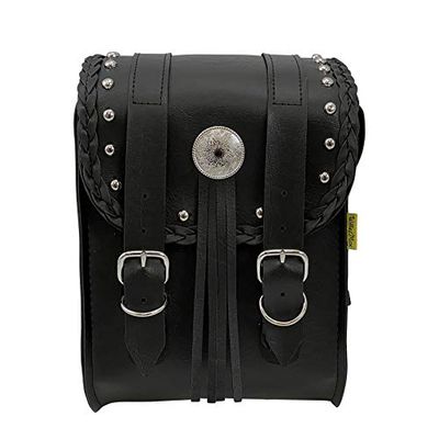 Willie & Max by Dowco 58431-00 Warrior Series: Synthetic Leather Motorcycle Sissy Bar Bag, Black, ajuste universal, capacidade de 6 liter