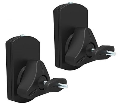 RICOO Soporte Altavoces LH038-B para Pared, Conjunto de 2 Universal y Ajustable para Altavoces de hasta 2,5 kg, 110 x 65 x 91mm, Negro
