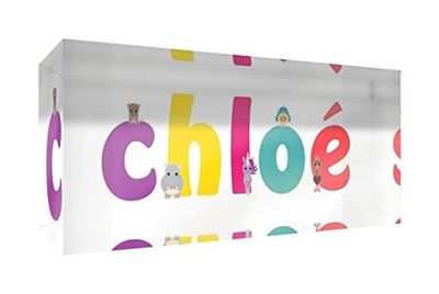Little Helper Souvenir Décoratif en Acrylique Transparent Poli comme Diamant Style Illustratif Coloré avec le Nom de Jeune Fille Chloé 5 x 15 x 2 cm Petit