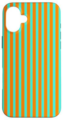 Cute Orange and Cyan Stripes Vertical Pattern Summer Case for iPhone 16 Plus