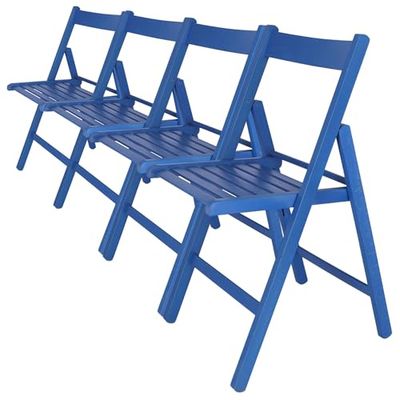 WELL HOME MOBILIARIO & DECORACIÓN - 4 krzesła BAS z drewna bukowego, niebieskie wykończenie