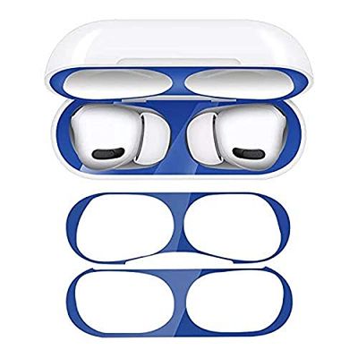 StyleDesign Autocollant Anti-poussière Compatible avec Apple AirPods Pro - Film de Protection Contre la poussière en métal - Bleu