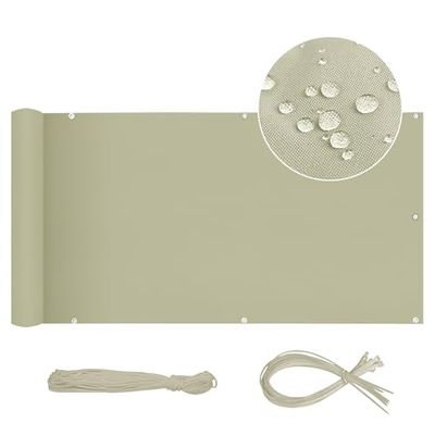 Sekey Frangivista Balcone Recinzione Protezione della Privacy Schermo Telo Oxford 90x600cm,Impermeabile Antivento Coprente con Fascette,Taupe