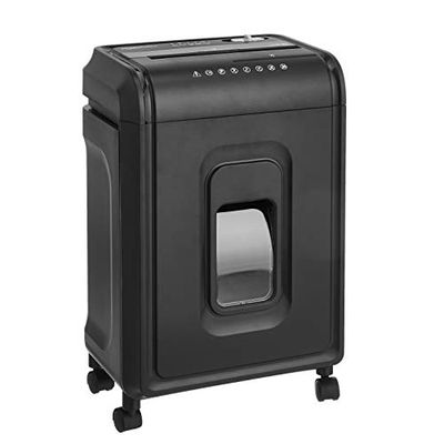 Amazon Basics Destructeur de documents à Micro coupe hautement sécurisé 7-8 Feuilles Avec corbeille amovible, Noir