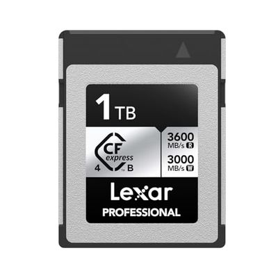 Lexar Professional CFexpress 4.0 Type B Silver Series 1TB, scheda Tybe B fino a 3600MB/s lettura/2600MB/s scrittura, scheda di memoria CF per video 8K Raw/DSLR, retroilluminazione con fotocamera XQD