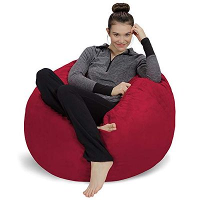 Worek na sofę - Plush, ultra miękki fotel Bean Bag - Memory Foam Bean Bag Chair with Microsuede Cover - Stuffed Foam filled Furniture and Accessories for Dorm Room - Cinnabar 3'
