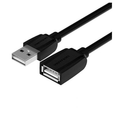 Watio Wave Câble d'extension - Câble USB 2.0 mâle vers femelle de 2 m, noir, idéal pour étendre des connexions avec une grande durabilité et flexibilité. *