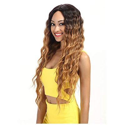 Joedir Lace Front Perruques 76,2 cm de long Wavy synthétiques Perruques pour femme noire Densité de 130% Perruques