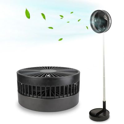 FISHTEC Draadloze bureauventilator, telescopisch, 35 tot 100 cm, kop 180 graden kantelbaar, 4 snelheden, oplaadbaar, stil, 30 dB, compact en draagbaar, staand of staand, zwart