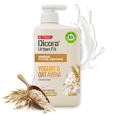 Dicora Urban Fit | Gel doccia cremoso Proteins Yogurt & Avena | Gel da bagno Idratazione delicata per pelli sensibili | Dimensione 825 ml