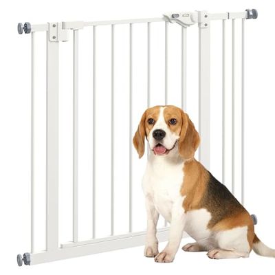 PawHut Dog Gate, Pressure Fit Stair Gate with Auto Closing Door, for Doorways, Hallways, 74-87cm Openings, White