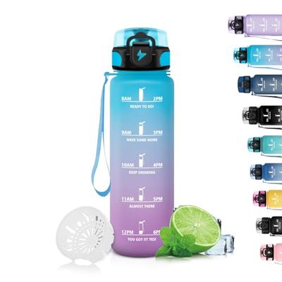 Grsta Drinkfles, waterfles voor kinderen, lekvrij, motiverende fles met motiverende slogan, drinkfles met filter voor jongens en meisjes, kunststof drinkfles 500 ml, voor school, kantoor, outdoor